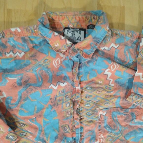 Vintage Sostanza Fashion Police Abstract Geometric Hawaiian Shirt - Picture 1 of 8